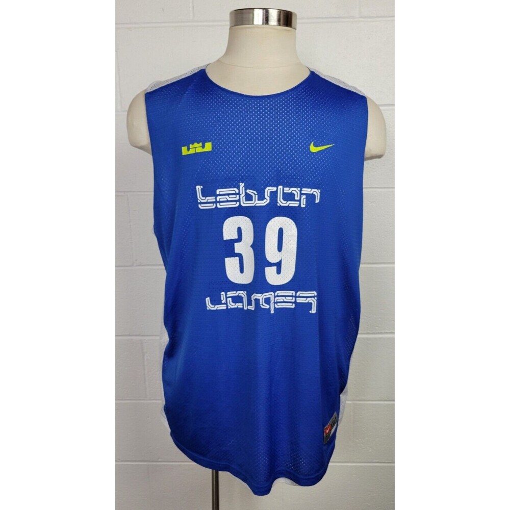 Nike Lebron James EYBL Reversible Basketball Jersey White Blue XXLT‎